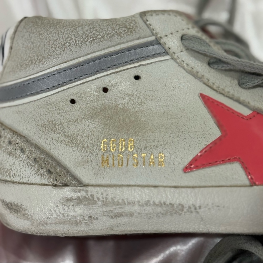 Golden Goose Mid Star Sneakers White Pink Patent Star Mid Top Size 7/37 Preppy - Picture 11 of 16